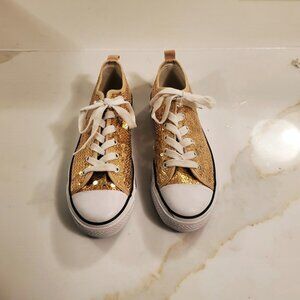 Converse Like Gold Sequins Low Top Fashion Sneakers Sz 8 EUC